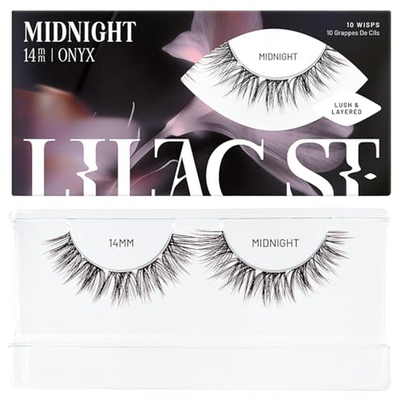 Lilac St - Midnight Dramatic Faux Eyelash Clusters (14mm) - Dark & Lush - DIY Lash Extension Wisps - Lightweight & Lifelike - Lasts 10 Days - Cruelty Free, Vegan, Women Founded - 10 Lashes