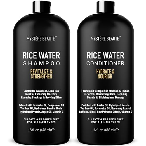 Nourishing Rice Water Shampoo & Conditioner Set - Sulfate-Free, 16oz Each - MYSTÉRE BEAUTÉ