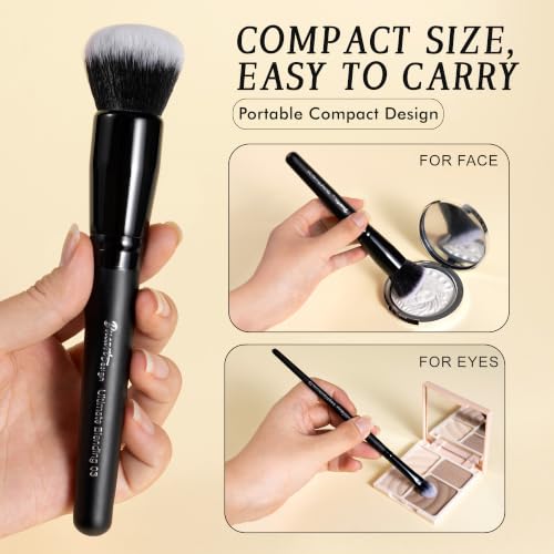 Professional Makeup Brush Set with Holder - 19 Pcs, Synthetic Bristles, Travel Friendly