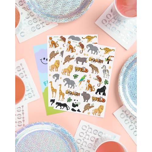 xo, Fetti Jungle Animals Temporary Tattoos - 56 Gold Foil Pcs | Wild Birthday Accessory, Safari Bachelorette Party Favor, Cute Kids Zoo Activity