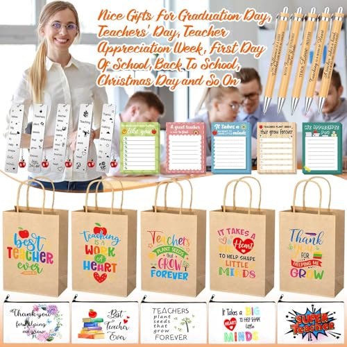 Teacher Appreciation Gift Set with Kraft Paper Bags - Teacher Stationery & Accessories - Variation: Kraft