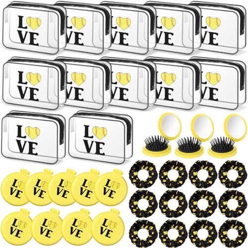 Softball Makeup Bags - Set of 36 Softball Team Gifts for Women - Yellow