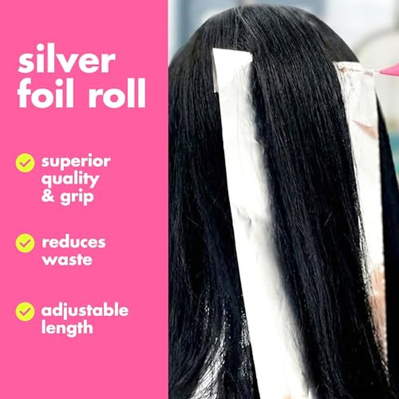 Colortrak Professional Highlighting Foil Roll, Integrated Blade on Box For Precision Length Cuts, Economical & Eliminates Waste, Silver, Roll Measures 5 inches x 1350 feet