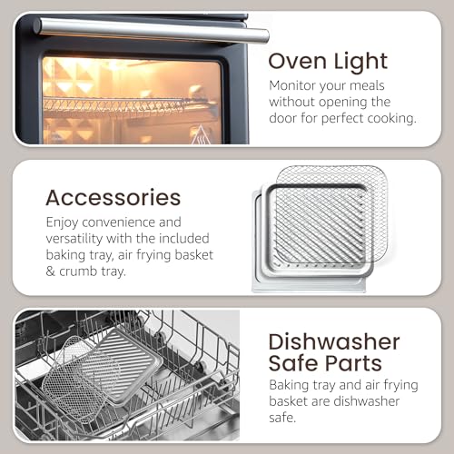 Elite Gourmet 8.5Qt Compact Air Fryer Oven - Black, Adjustable Controls