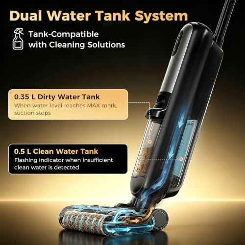 OLIXIS Cordless Wet Dry Vacuum Mop with Self-Cleaning & Dual Water Tanks