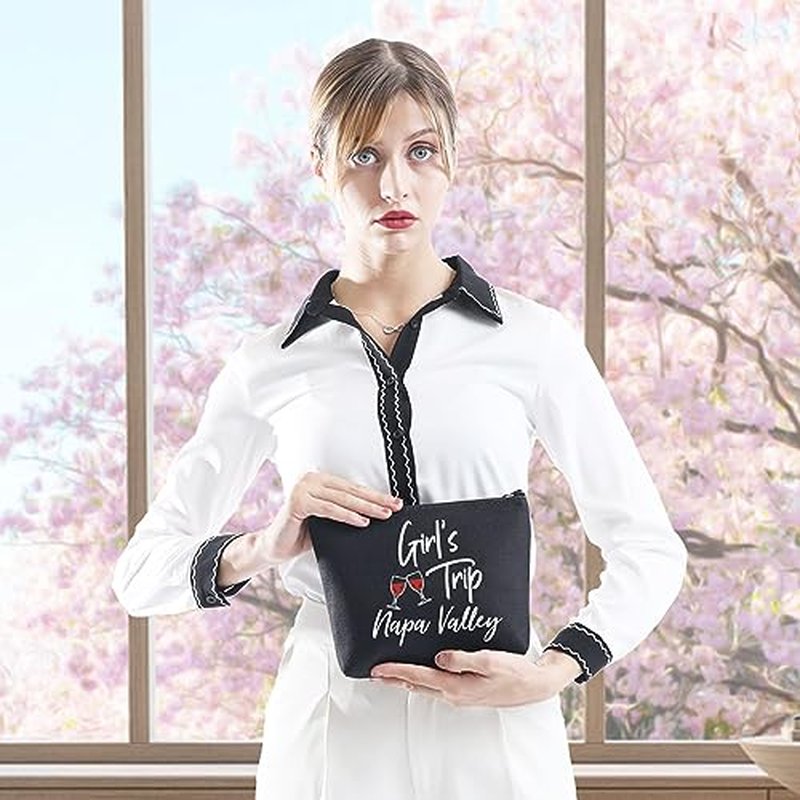 GJTIM Napa Valley Travel Gift California Funny City Trip Gift Girls Trip Gift Napa Valley Makeup Travel Bag for Californian Women (Napa Valley Black)