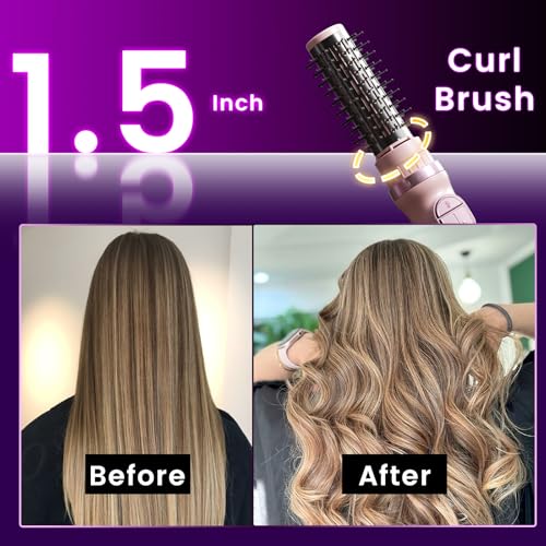 Pink 3-in-1 Rotating Hair Dryer Brush with 3 Attachments for Styling & Volumizing