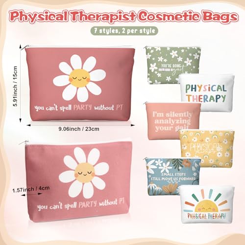 14 Pcs Physical Therapy Gifts Physical Therapist Makeup Bag Employee Appreciation Gifts Day for Women Pt Therapist Occupational Therapy