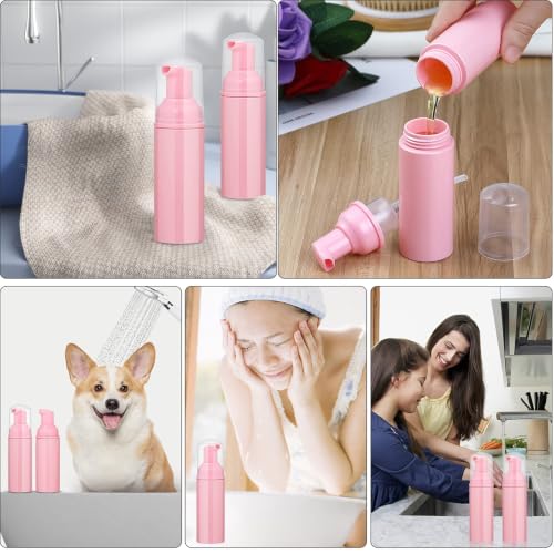 Pink 50 Pack 2 oz Foam Pump Bottles Refillable Soap Dispensers for Beauty & Travel