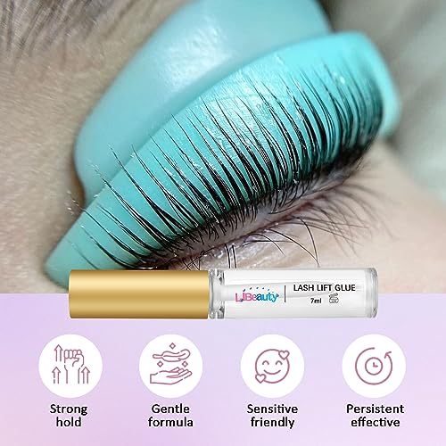Libeauty Lash Lift Kit 20 Pcs Sachets, Brow Lamination Kit, Individually Packaged Lotion for Salon & Home Use with 5 Sizes L-Curl Shields