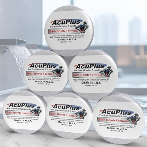 AcuPlus Muscle Relaxing Bath Bombs for Sore Joints & Recovery - Pack of 6