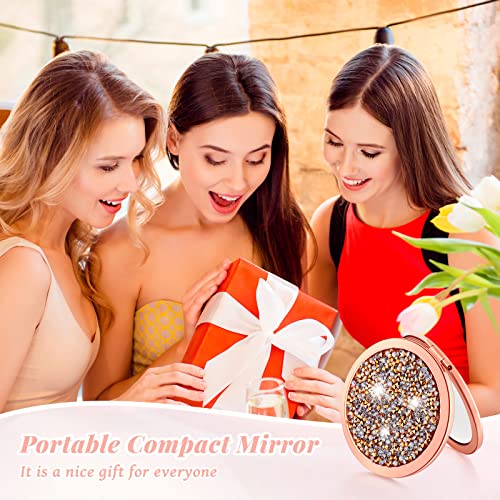 12-Pack Vintage Rose Gold Compact Mirrors for Bridesmaid Gifts - Pocket & Double Lens