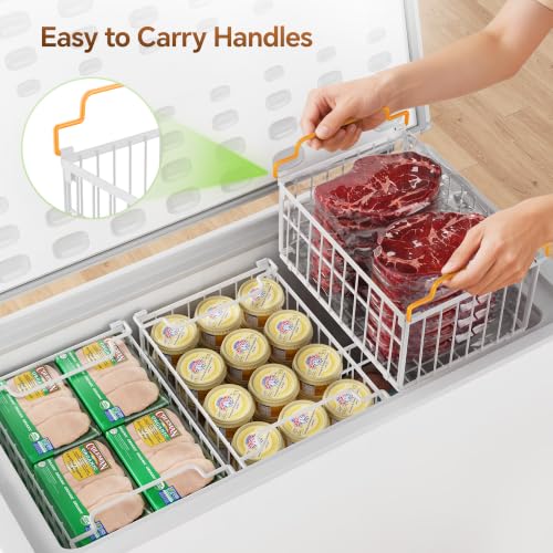 White 6 Pack Freezer Organizer Bins for 5-9 Cu.FT Deep Freezer, Large Stackable Storage