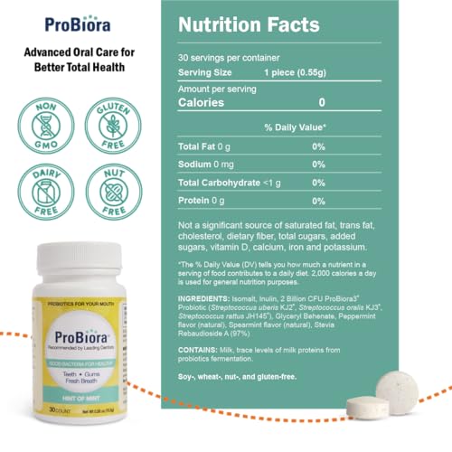 ProBiora Oral Probiotics for Teeth and Gums - Mint, 30 Tablets