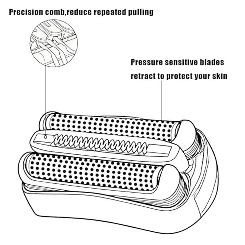 32B Shaver Head for Braun Series 3, Replacement Foil & Cutter Cassette Suitable for Braun Foil Shaver 3000s 3010s 3020s 3030s 3040s 3050cc 3070cc 3080s 3090cc 320 330 340 350cc [2 Pack]