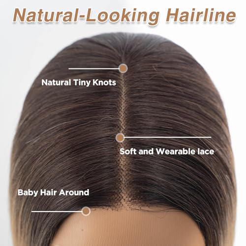 Short T Part HD Lace Front Bob Wig - Ombre Brown Blonde, 10 Inch