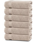 Linteum Textile Supply Luxury 20x40 Inch Taupe Hair Towels Pack of 6 - Ultra-Soft Cotton, Quick Dry, Salon-Quality