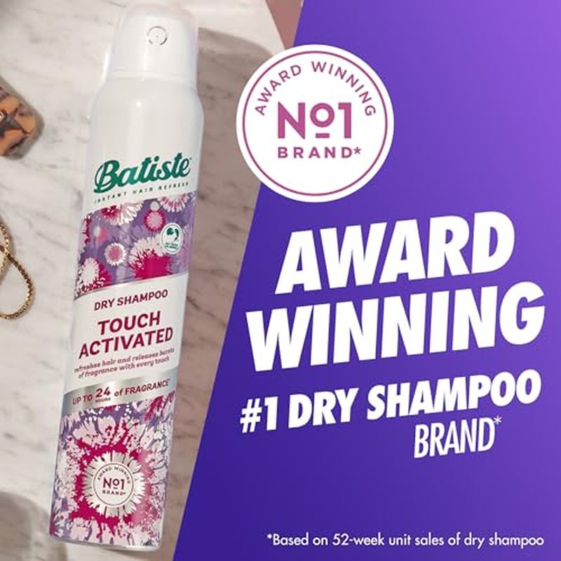 Batiste Touch Activated Dry Shampoo, Up to 24 Hours of Freshness, Absorbs Oil in Hair Between Washes with Lasting Scent Releasing Technology, 3.81 Oz