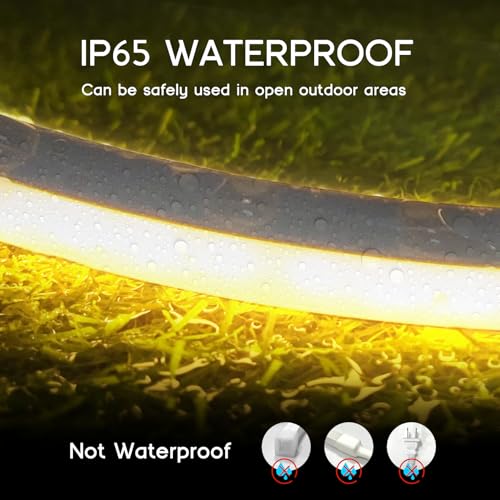 VOEWT Warm White LED Strip Lights 65.6ft Waterproof Neon Rope Lights for Indoor & Outdoor Use