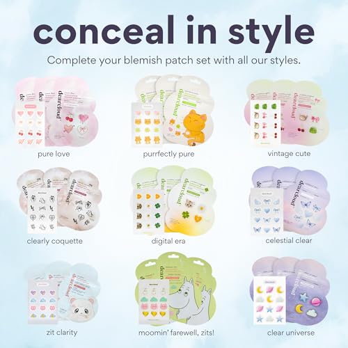 dearcloud Hydrocolloid Blemish Patches - 36 Count - Pimple Patches for Face, Acne Spot Treatment With Niacinamide & Salicylic Acid (Purrfectly Pure)