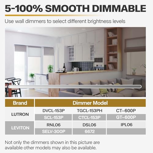 POWERASIA 12 Pack 5/6 Inch Dimmable LED Recessed Lights with Night Light, 5CCT+NT-BK