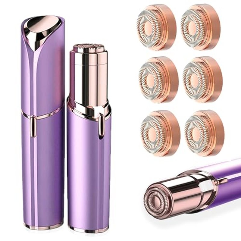 6 PCS Replacement Heads,1 PC Women Facial Hair Removal Device Battery Operated