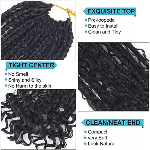 8 Inch Goddess Box Braids Crochet Hair with Curly Ends - Pack of 8, 1B
