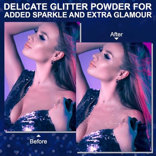 Hair and Body Glitter Spray,120ML Holographic Glitter Highlighter Powder for Clothes, Face Body Shiny Glitter,Long Lasting Quick-Drying Shimmer Mist for Music Festival Rave, Nightclub Party(Silver)