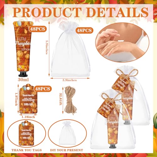 48 Sets Thanksgiving Fall Hand Cream Bulk a Little Pumpkin Baby Shower Hand Cream Gifts Baby Shower Party Favors for Guests Travel Size Lotion for Autumn Party Supplies(Little Pumpkin)