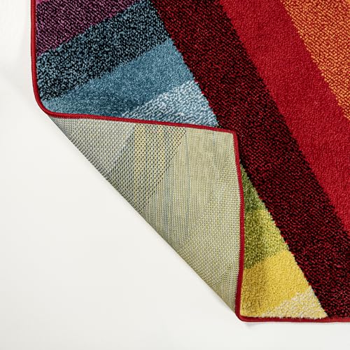 Jonathan Y Retro Rainbow Stripe Indoor Area Rug 5'3" x 7'7" – 5x8, Non-Shedding, Easy-Cleaning