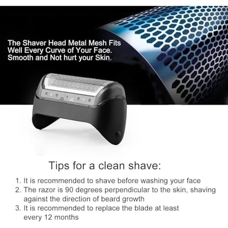 10B Series 1 Replacement Foil & Cutter Compatible with Braun Series 1 Replacement Head for Braun Series 1000/2000 Electric Razors for Shaver 180 190 1735 1775 5728 5729 170S