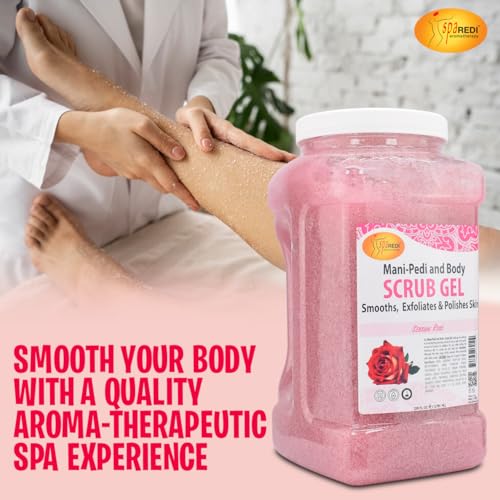SPA REDI ? Sensual Rose Pumice Scrub Gel, Exfoliating, Hydrating & Nourishing, Infused with Hyaluronic Acid, Amino Acids, Panthenol and Comfrey Extract for Glowy Smooth Skin ? 128oz Gallon
