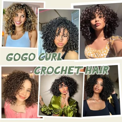 12 Inch Curly Crochet Hair - Pack of 7, 1B - Lightweight Synthetic Style for Women