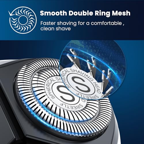 Waterproof Men¡¯s Electric Shaver with Travel Case, Powerful & Quiet, Type C Fast Charge (60min Charge, 120min Use), Precision Trimmer (Black)