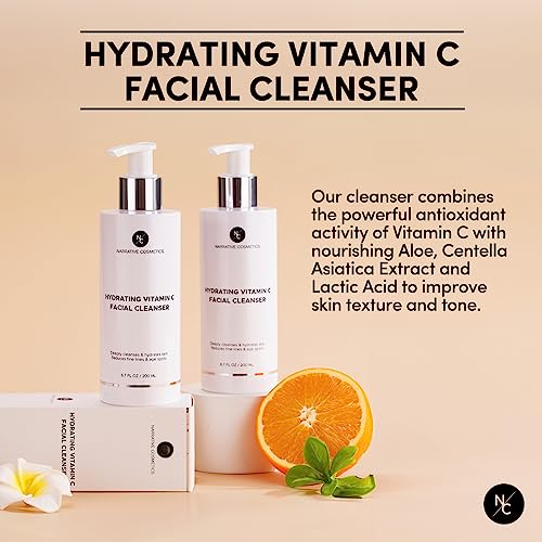 Narrative Cosmetics Vitamin C Face Wash Cleanser - Ultimate Water-Based Face Cleanser for Women - Anti-Aging and Gentle for All Skin Types- 6.7 Fl Oz (200ml)