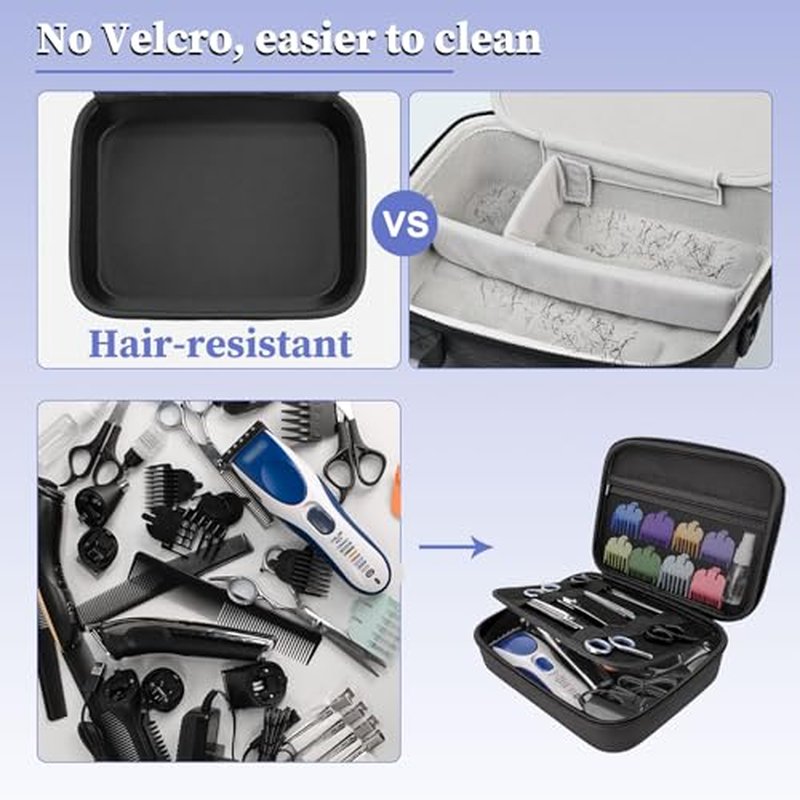 Hard Clipper Case for Barbers, Hair Clippers Travel Case for Hatteker/Oneisal/Wahl 5star/Andis Razor Guard Grooming Kits, Hair Cutting Barber Supplies Holder, Trimmer Organizer Storage Bag
