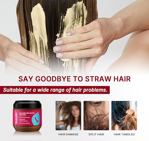 Collagen Hair Mask Shampoo and Argan Oil Set for Dry Damaged Hair - 1350ml