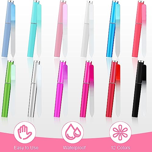 Lasnten 24 Pcs Crystal Glass Nail Files with Case Bulk Manicure for Women Mom Professional Glass Nail File Double Sided, Mothers Day 12 Colors