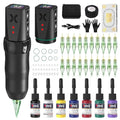 Wireless Rotary Tattoo Pen Starter Kit 2-Pack Batteries for Beginners - Includes 20 Needles & Ink