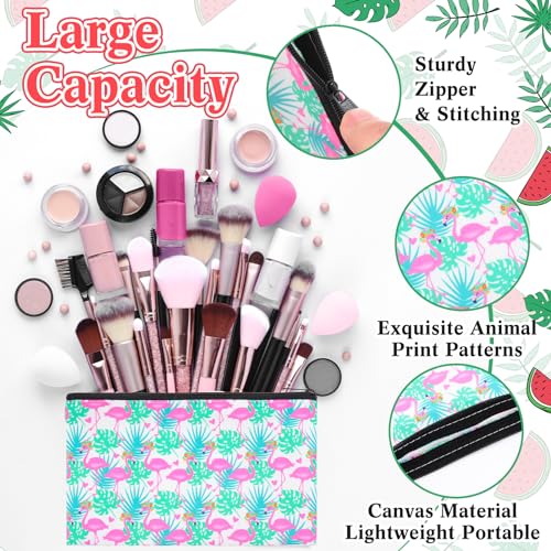 Tropical Makeup Bags Set - 24 Canvas Cosmetic Pouches for Travel & Gifts