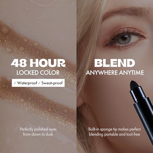 ELROEL Double Shadow Stick Eye Makeup - 48HR Long Lasting Dual-Tone Gold-Espresso