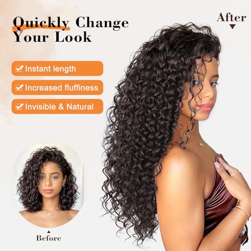 Black Brown 20 Inch Curly Clip-In Hair Extensions - 4 Pieces