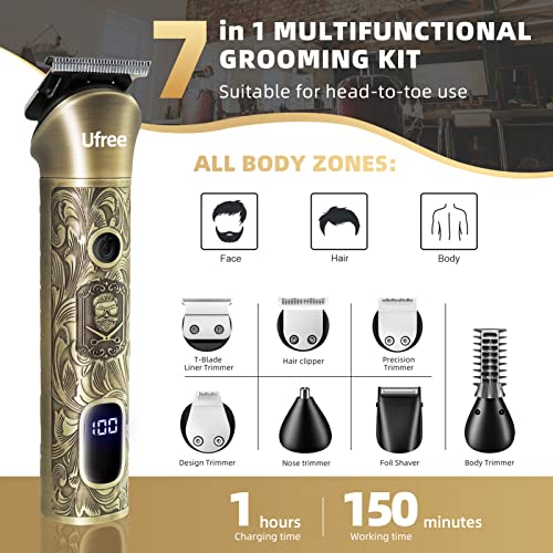 Ufree Beard Trimmer for Men and Mustache T Blade Liners Trimmer Set, Shaving Kit for Mustache Body Nose Ear Hair Facial, Electric Razor for Men