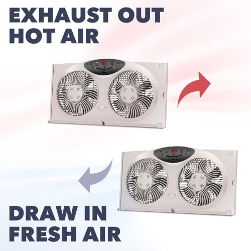 Bionaire Window Fan with Reversible Airflow, Thermostat & Remote, Fits 24-36" Windows