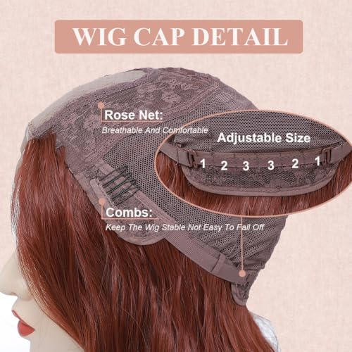 26 Inch Long Wavy Copper Red Wig for Women - Natural Look & Style
