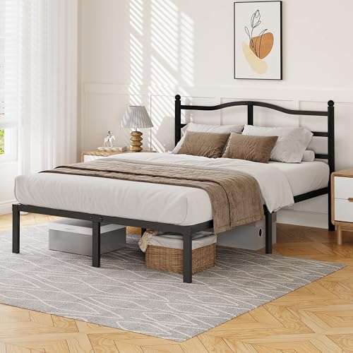 Snaye 14-Inch King Size Bed Frame with Headboard, Heavy Duty Metal Platform, Easy Assembly