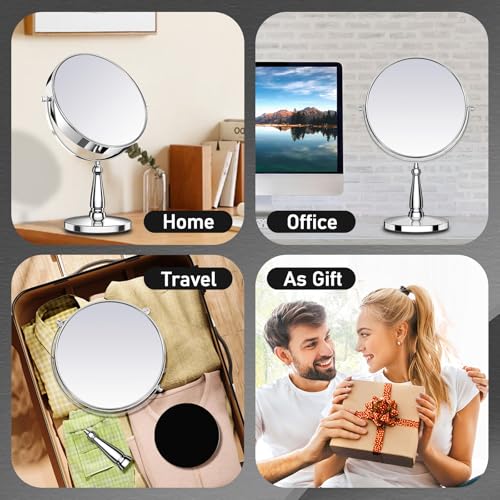 Silver 30X Magnifying Vanity Mirror with Stand - 8 Inch Double-Sided Makeup Mirror for Desk & Home