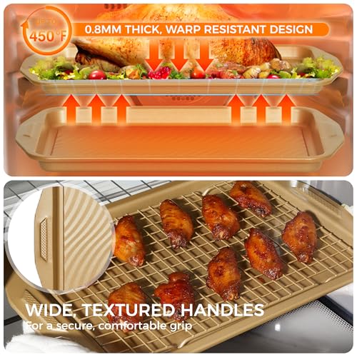 9-Piece Nonstick Bakeware Set - Antique Gold, Oven Safe, Heavy Gauge Steel