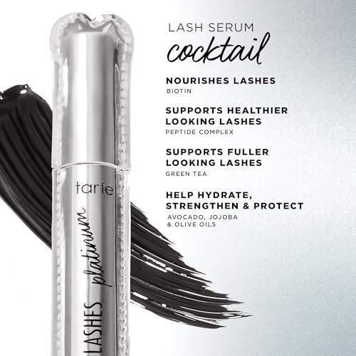 tarte lights, camera, lashes platinum volumizing mascara ? Black Tinted Peptide Lash Serum mascara for Volume & Length, Smudge-Proof, Flake-Free, Vegan & Cruelty Free