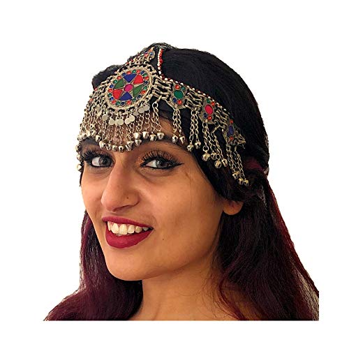 Duel On Jewel Afghan Tribal Headpiece for Women - Festival & Cultural Costume Accessory